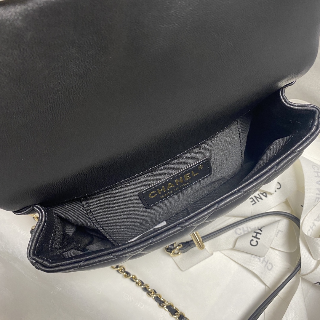 Chanel Pearl Chain Mini Flap Bag in Black - Image 9