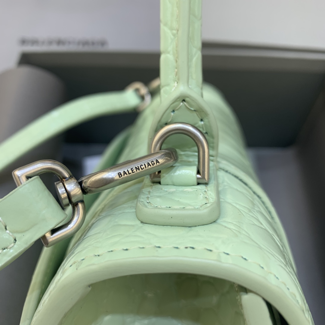 Balenciaga Small Hourglass Bag in Mint Green Crocodile Pattern - Image 7