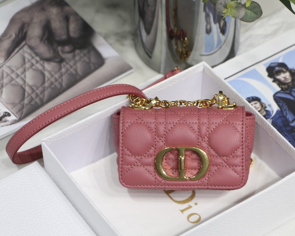 Dior Mini Caro Bag in Raspberry Pink Calfskin