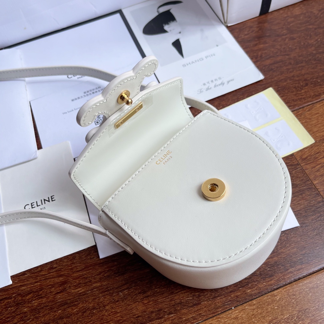 Celine Arc de Triomphe Mini Saddle Bag in White - Image 3