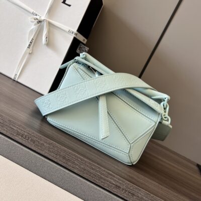 Loewe Puzzle Bag in Turquoise Satin Calfskin