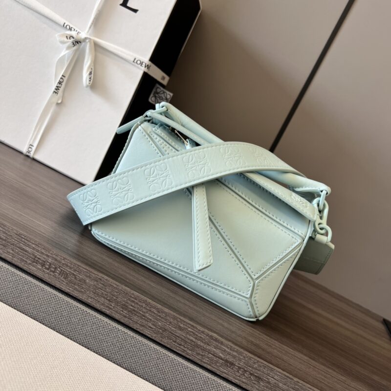 Loewe Puzzle Bag in Turquoise Satin Calfskin