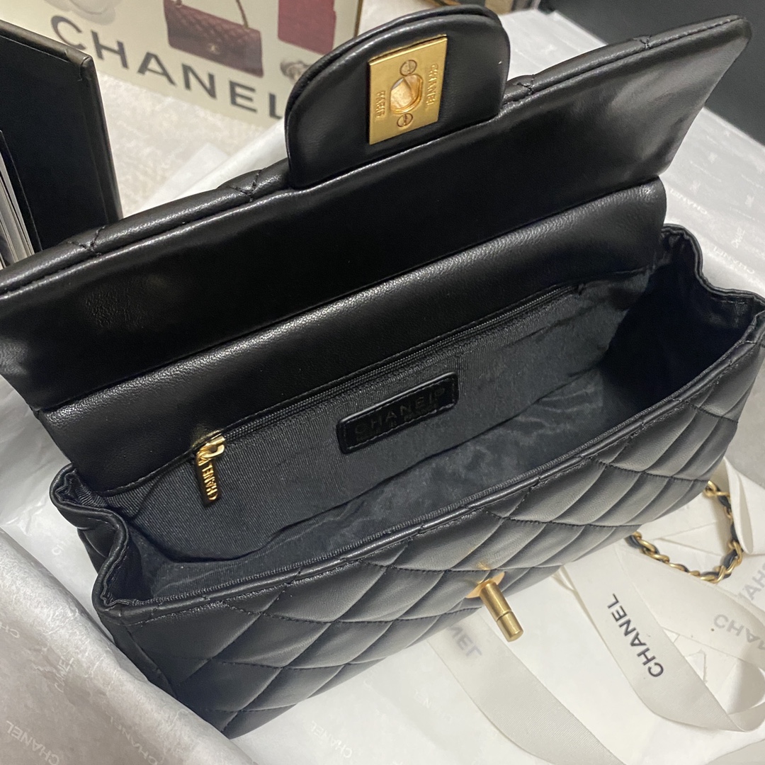 Chanel Lady Handle Flap Bag in Black - Image 7