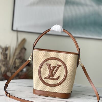 Louis Vuitton Woven Bucket Bag in Caramel
