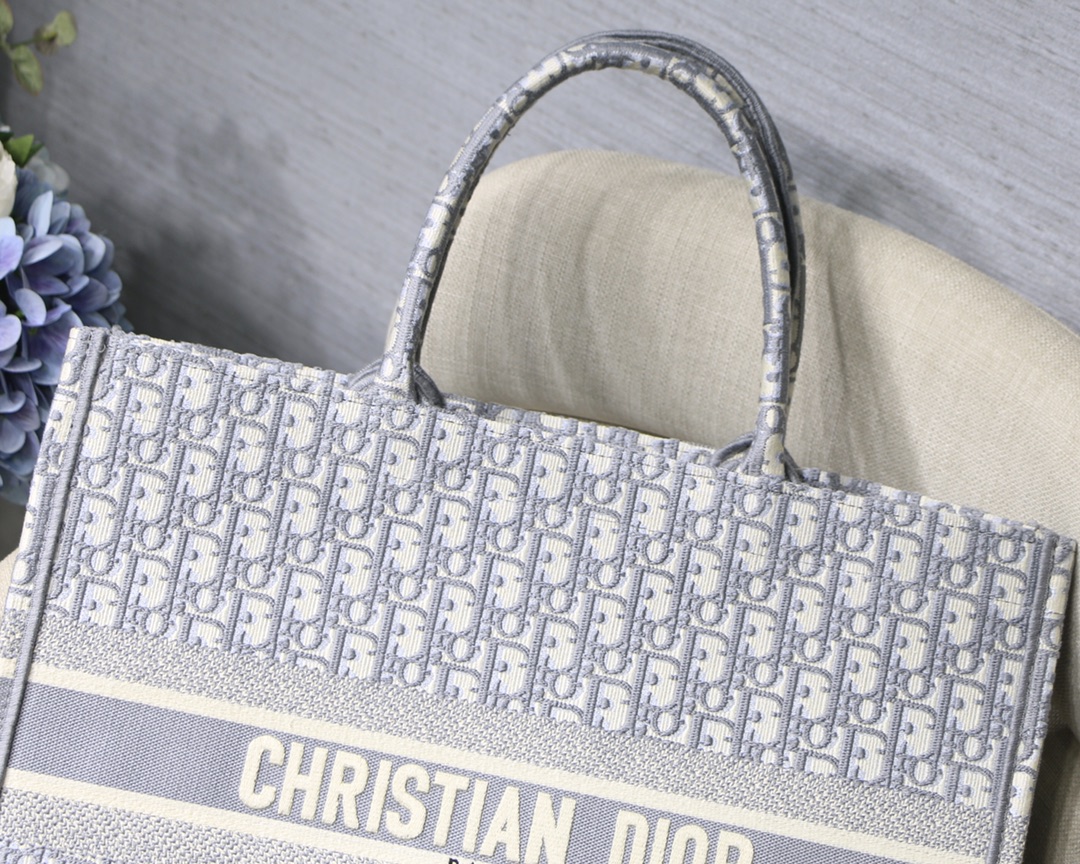 Dior Large Book Tote Bag in Bluish Grey Monogram - Image 7