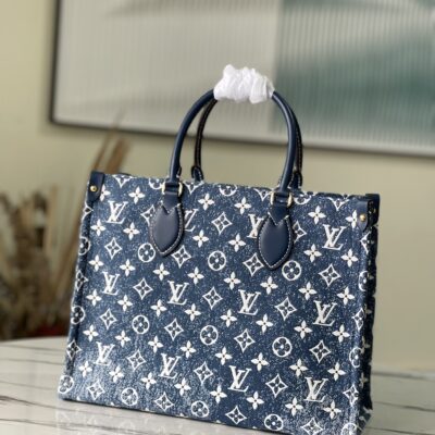 Louis Vuitton Large OnTheGo Bag in Blue Denim