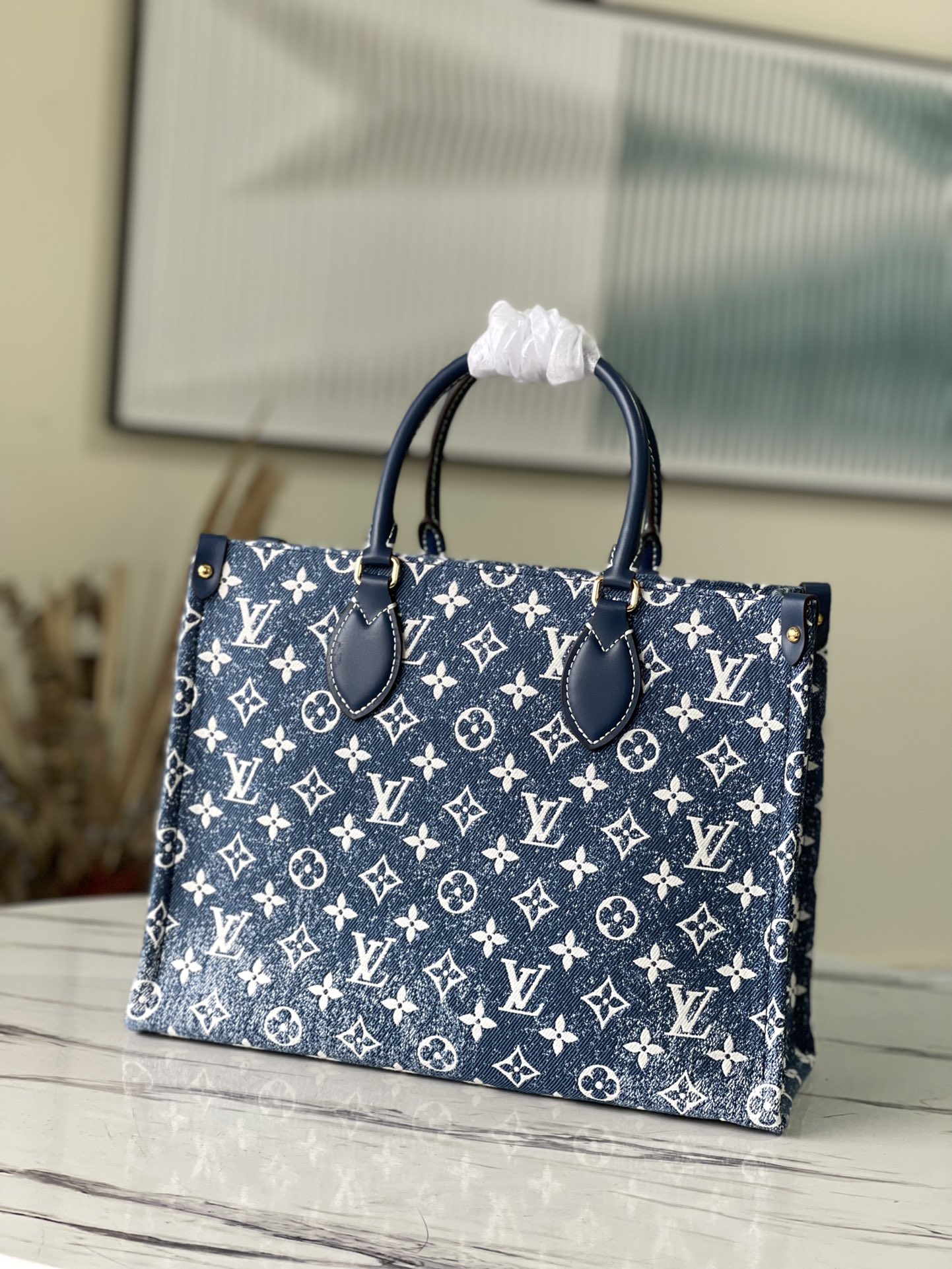 Louis Vuitton Large OnTheGo Bag in Blue Denim