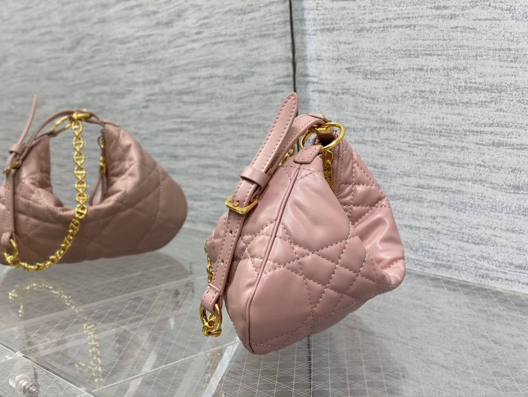 Dior Caro Tulip Bag 25 in Pink Calfskin - Image 4