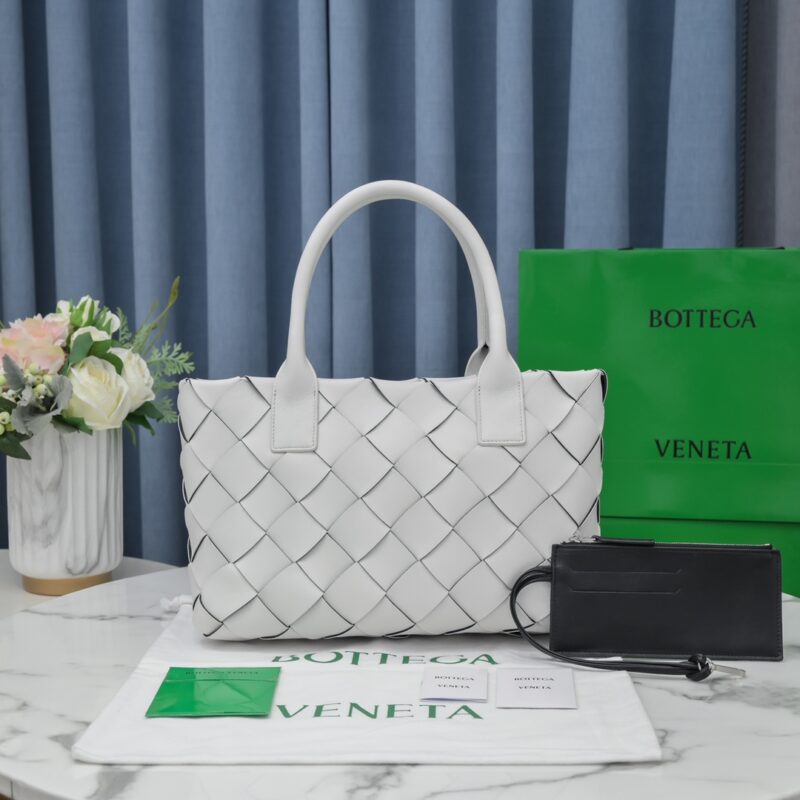 Bottega Veneta Maxi Woven Cabat Tote Bag in White
