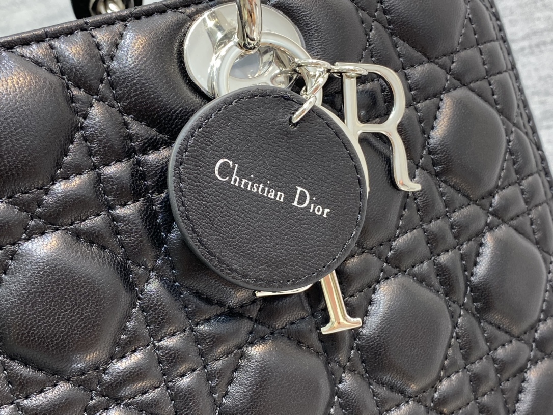 Lady Dior Large Bag in Black Sheepskin - Image 6