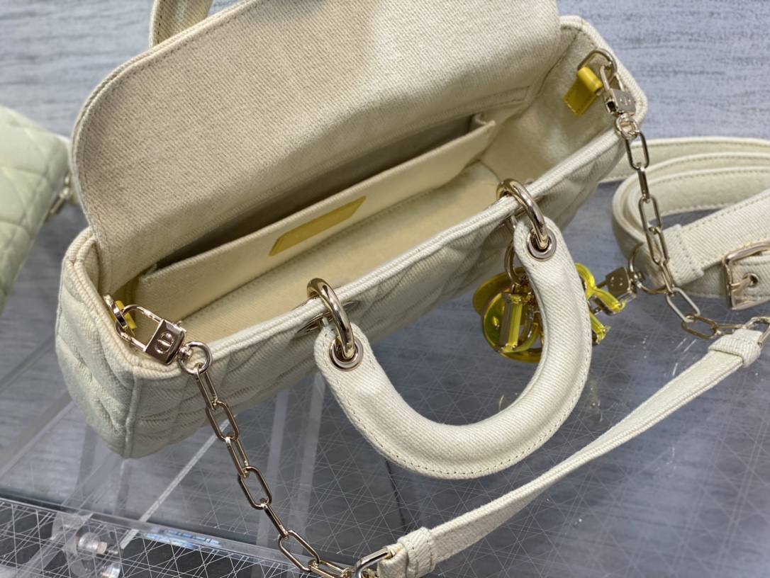 Dior Lady D-joy Bag in White Denim - Image 6