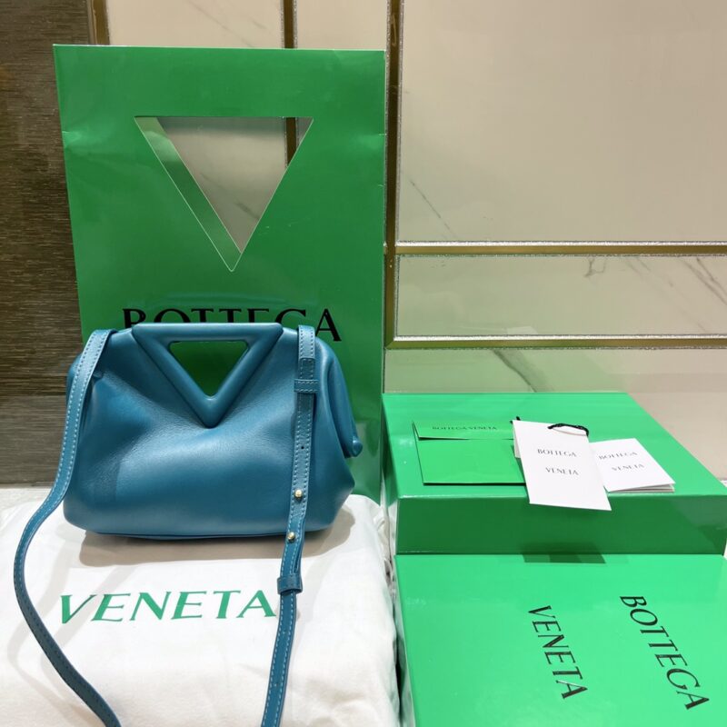 Bottega Veneta Inverted Triangle Messenger Bag in Blue