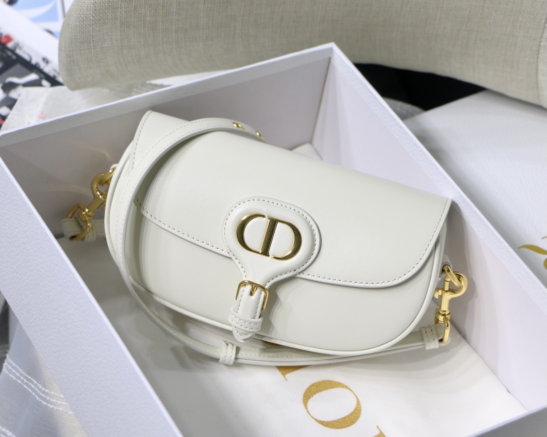 Dior Bobby East-West Underarm Bag in White Calfskin