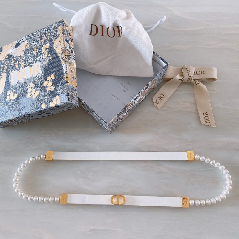 Dior Pearl&Leather Chain Belt