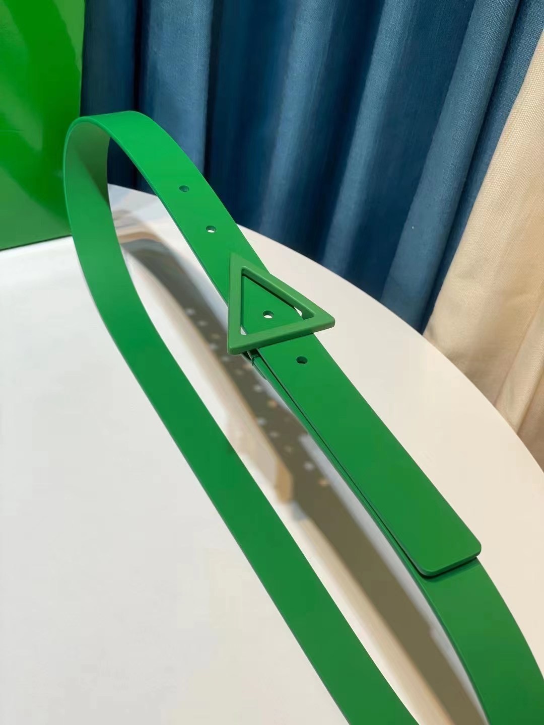 db9bf2_85fc71fc394345829ea9d198a714f5d2mv2.jpg Bottega Veneta Triangular Buckle Leather Belt - Image 1