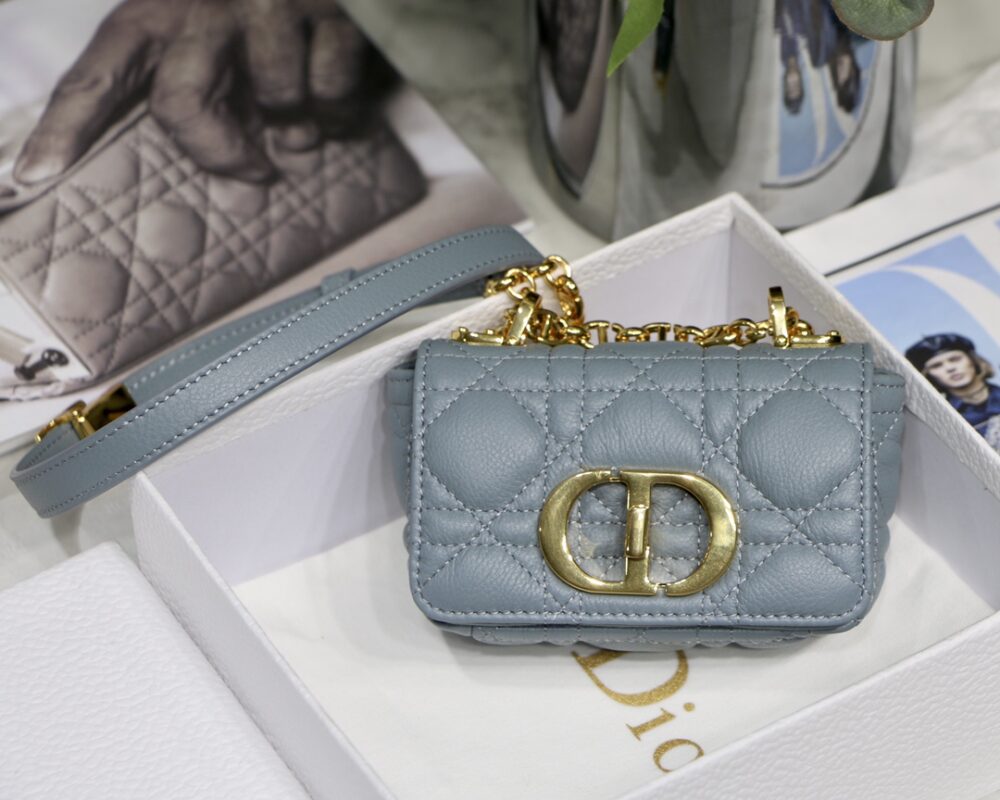 Dior Mini Caro Bag in Light Blue Calfskin