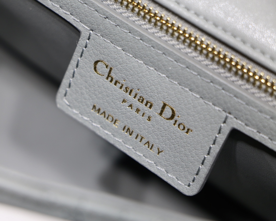 Dior Medium Caro Bag in Grey Calfskin - Image 9