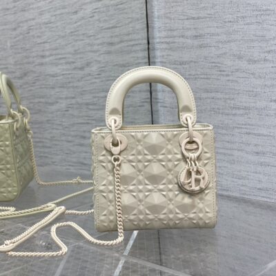 Lady Dior Mini Bag in Matte White