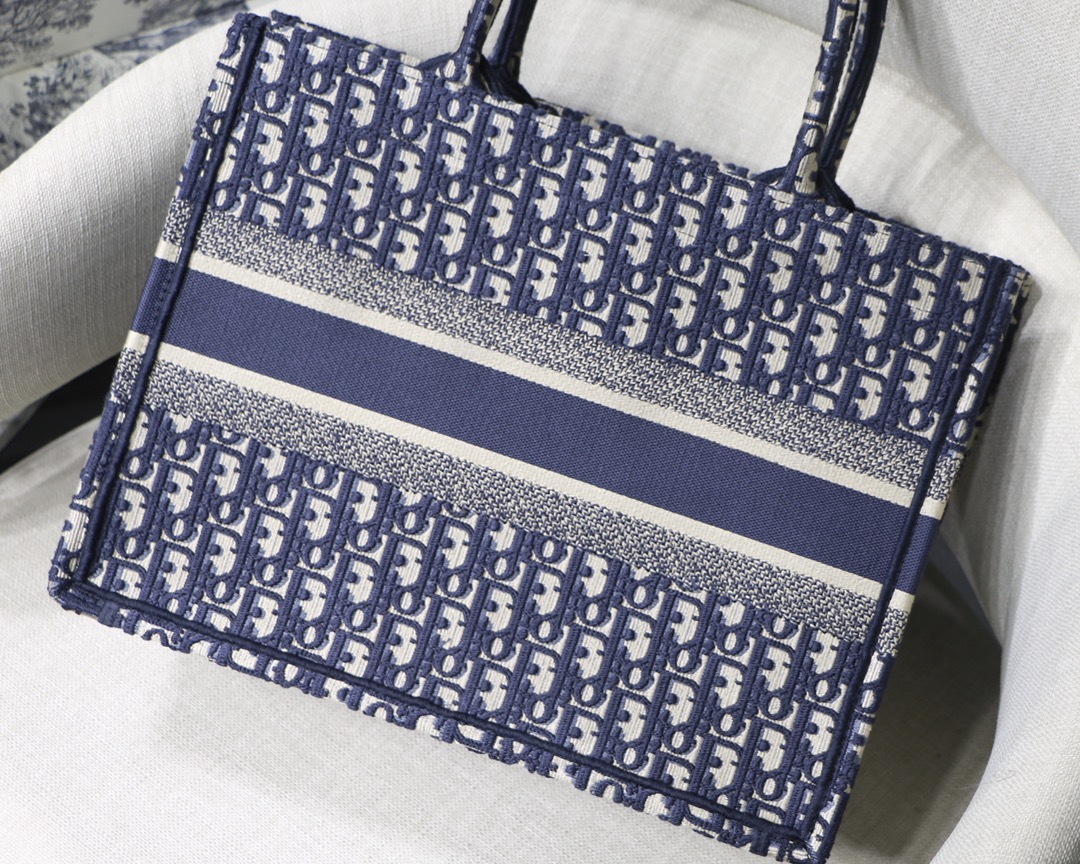 Dior Small Book Tote Bag in Blue Monogram - Image 10