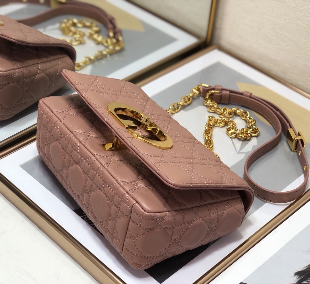 Dior Small Caro Bag in Dark Pink Calfskin - Image 8