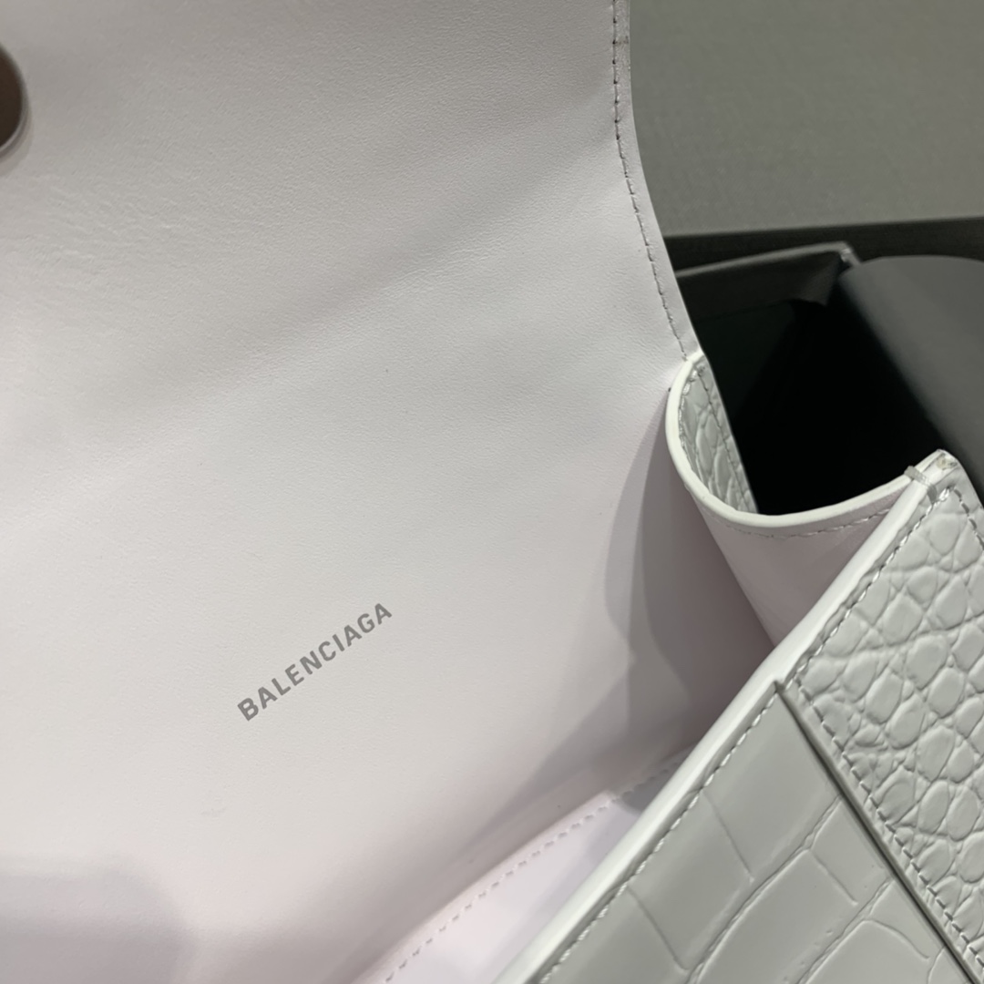 Balenciaga Mini Hourglass Bag in White Crocodile Pattern - Image 10