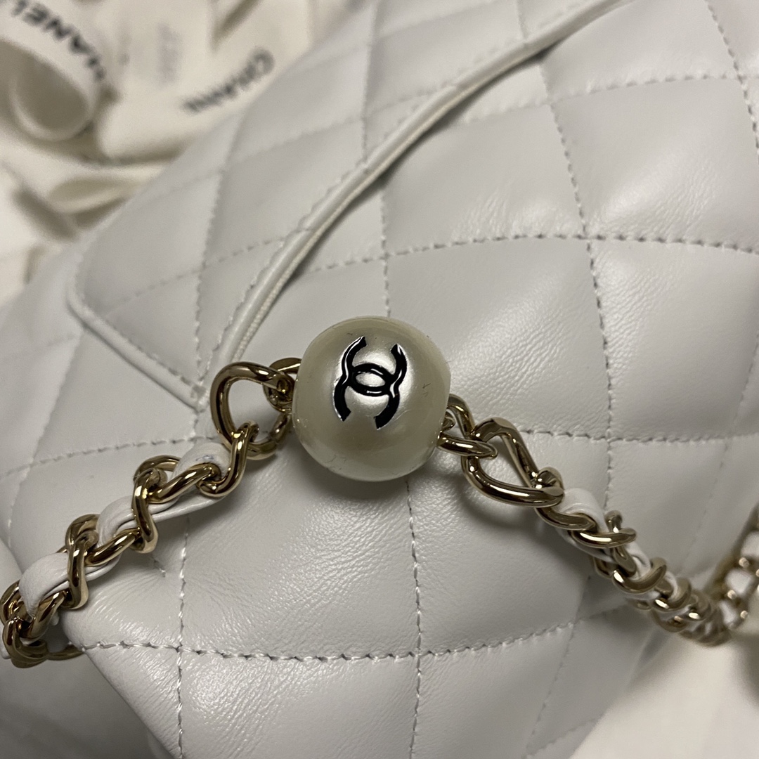 Chanel Pearl Chain Mini Flap Bag in White - Image 8