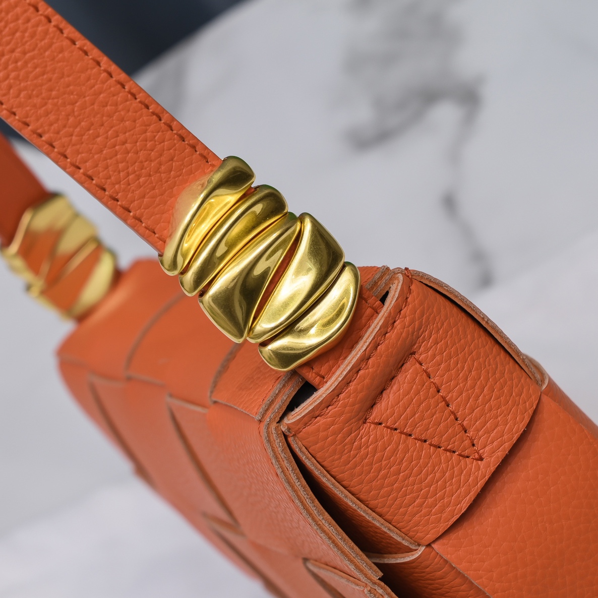 Bottega Veneta Padded Cassette Bag in Orange - Image 8