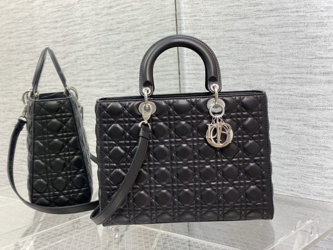 Lady Dior Large Bag in Black Sheepskin