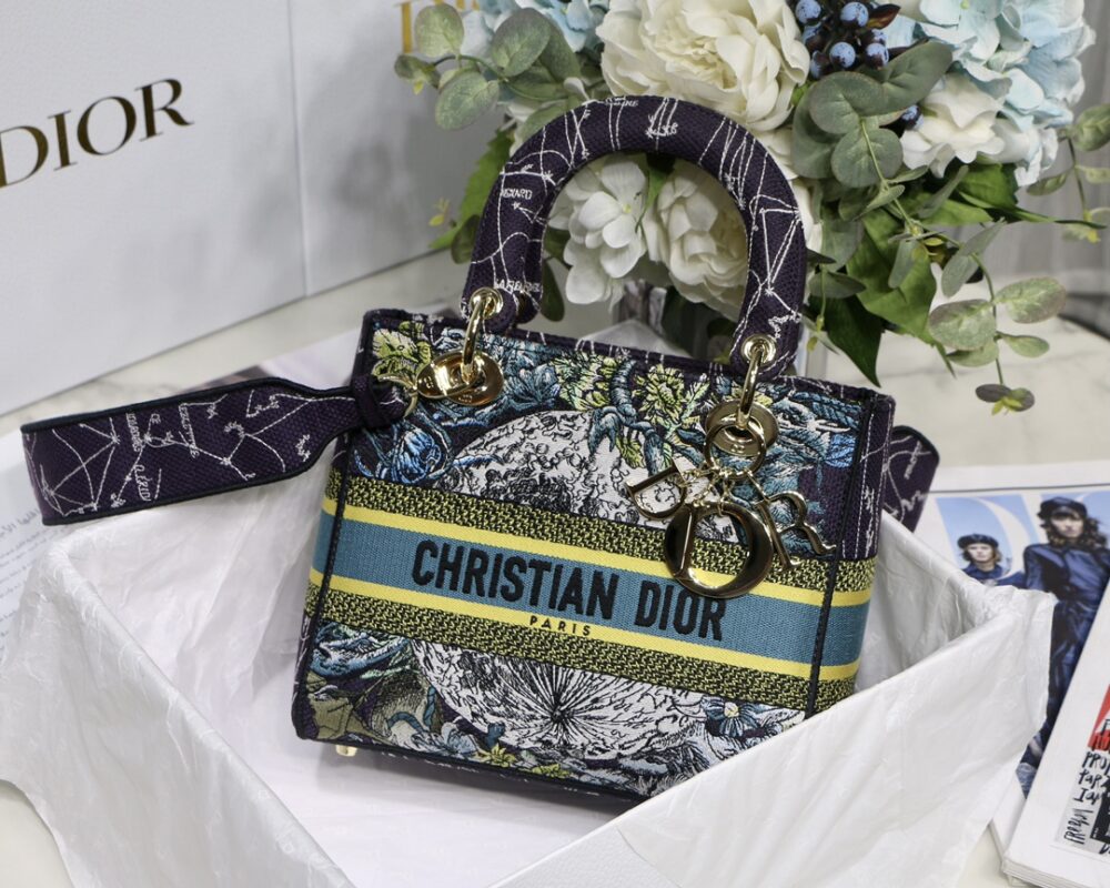 Lady Dior Embroidery Bag in Blue Constellation