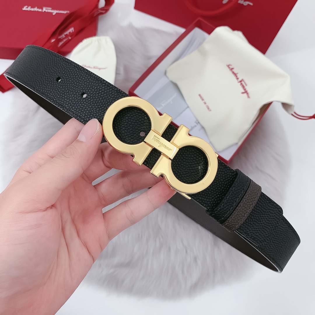 db9bf2_965327af03384052928a740366f3298bmv2.jpg Ferragamo Logo Buckle Automatic Smoothing Leather Belt - Image 1