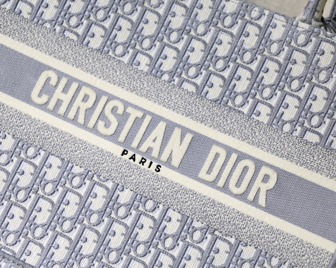 Dior Small Book Tote Bag in Bluish Grey Monogram - Image 9