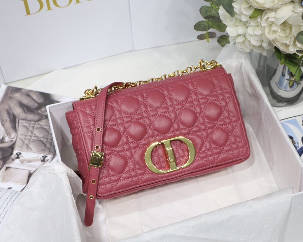 Dior Medium Caro Bag in Raspberry Pink Calfskin