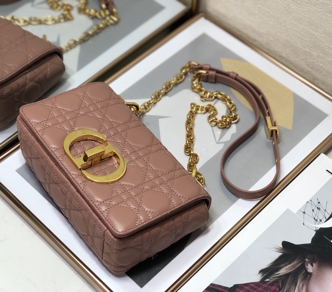 Dior Small Caro Bag in Dark Pink Calfskin - Image 6