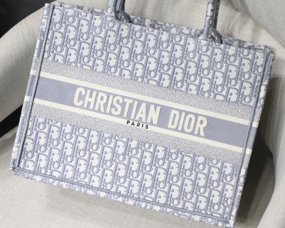 Dior Small Book Tote Bag in Bluish Grey Monogram - Image 8