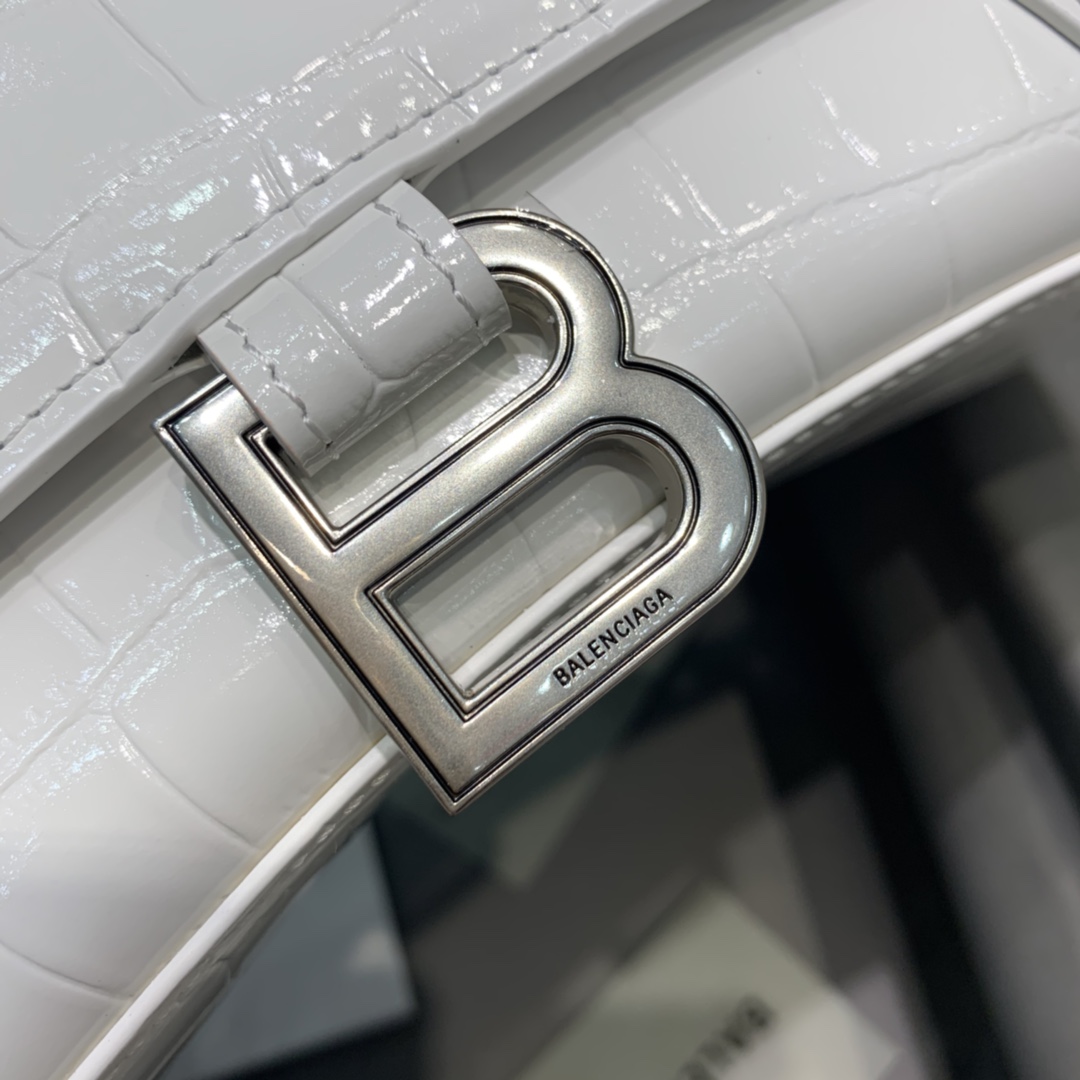 Balenciaga Small Hourglass Bag in White Crocodile Pattern - Image 6
