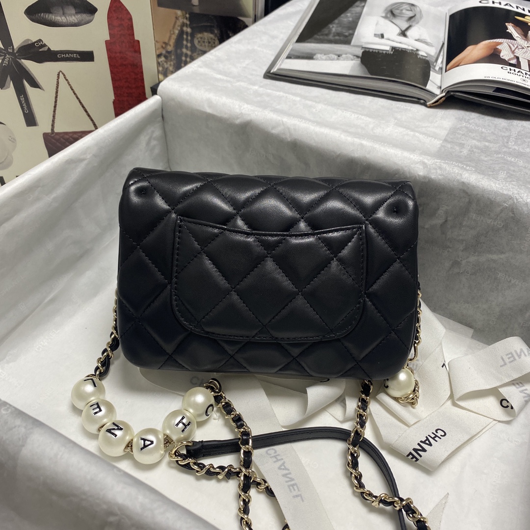 Chanel Pearl Chain Mini Flap Bag in Black - Image 4