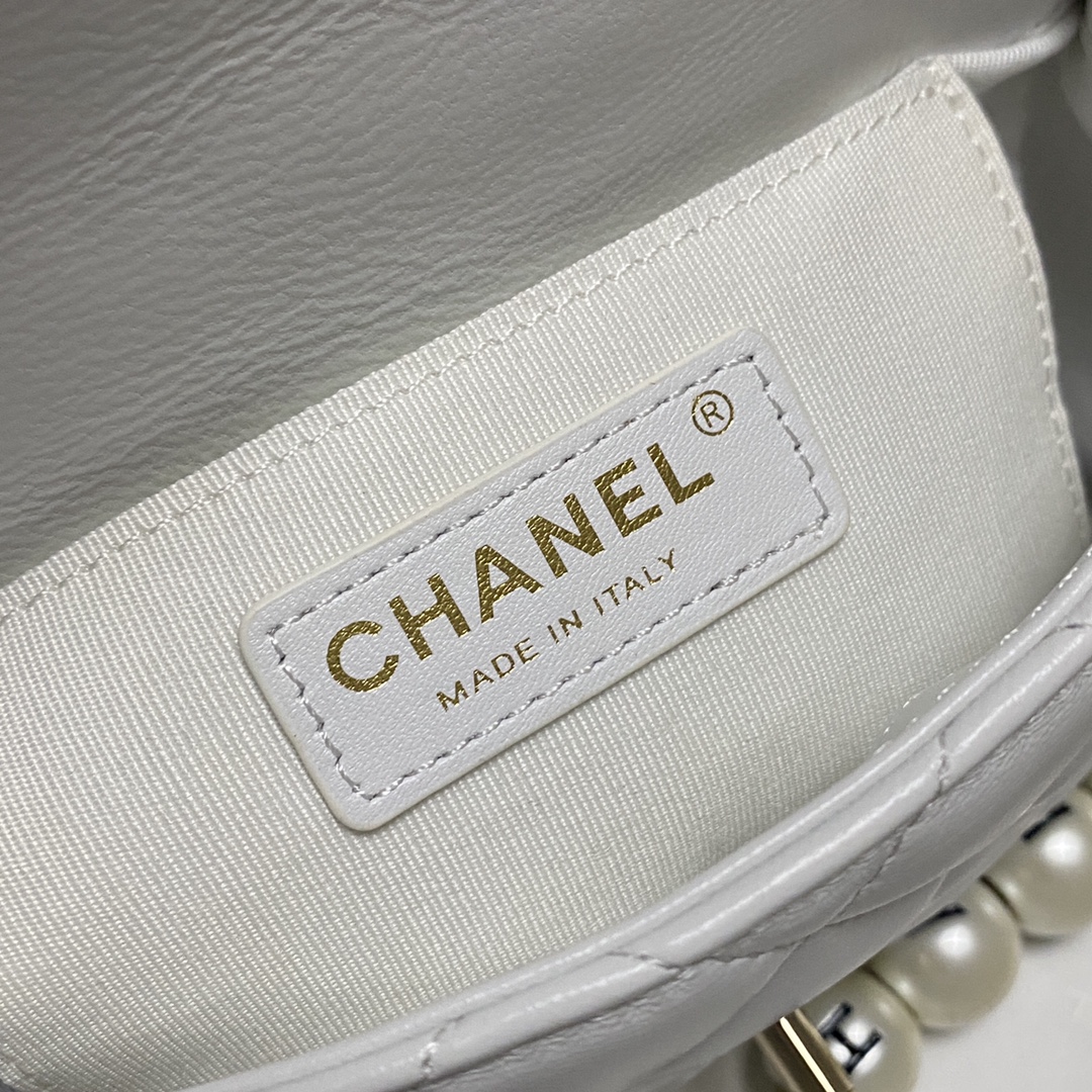 Chanel Pearl Chain Mini Flap Bag in White - Image 9