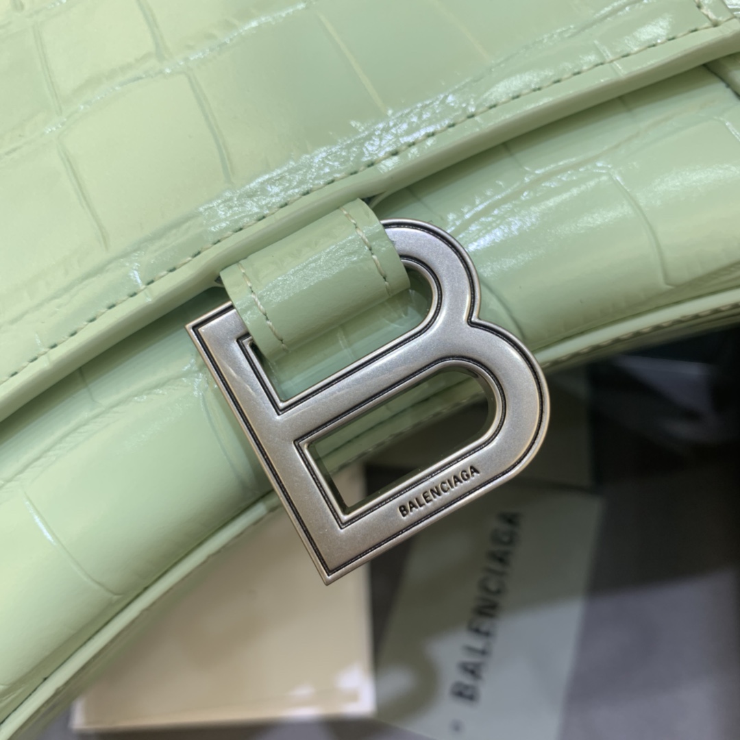 Balenciaga Small Hourglass Bag in Mint Green Crocodile Pattern - Image 6