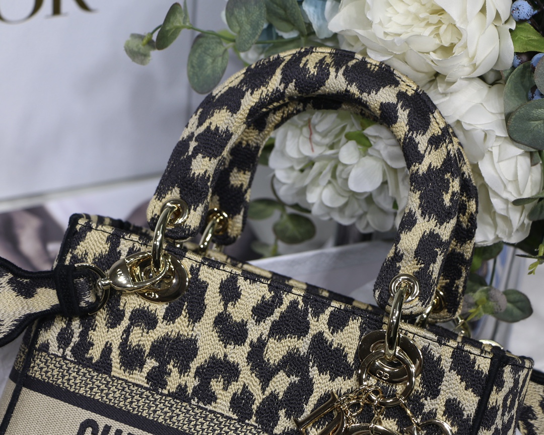 Lady Dior Leopard Embroidery Bag - Image 6