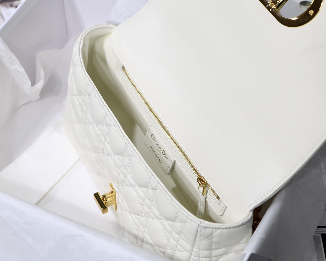 Dior Medium Caro Bag in White Calfskin - Image 8