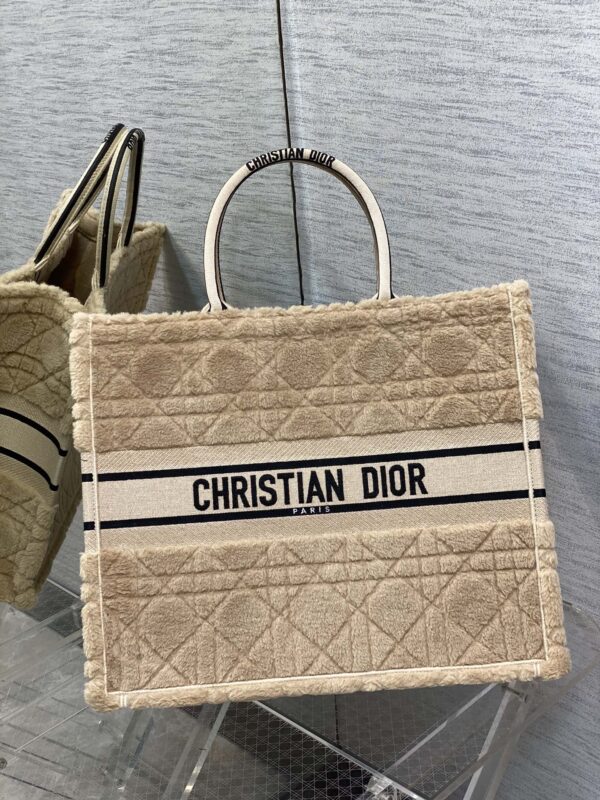 Dior Large Beige Velvet Tote Bag