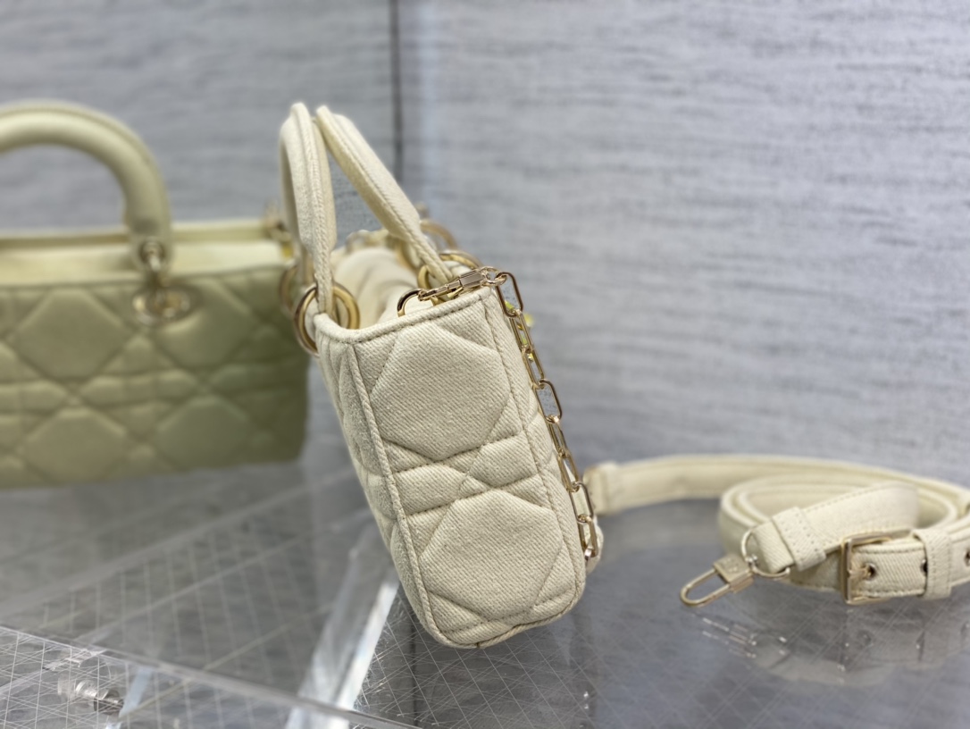 Dior Lady D-joy Bag in White Denim - Image 4