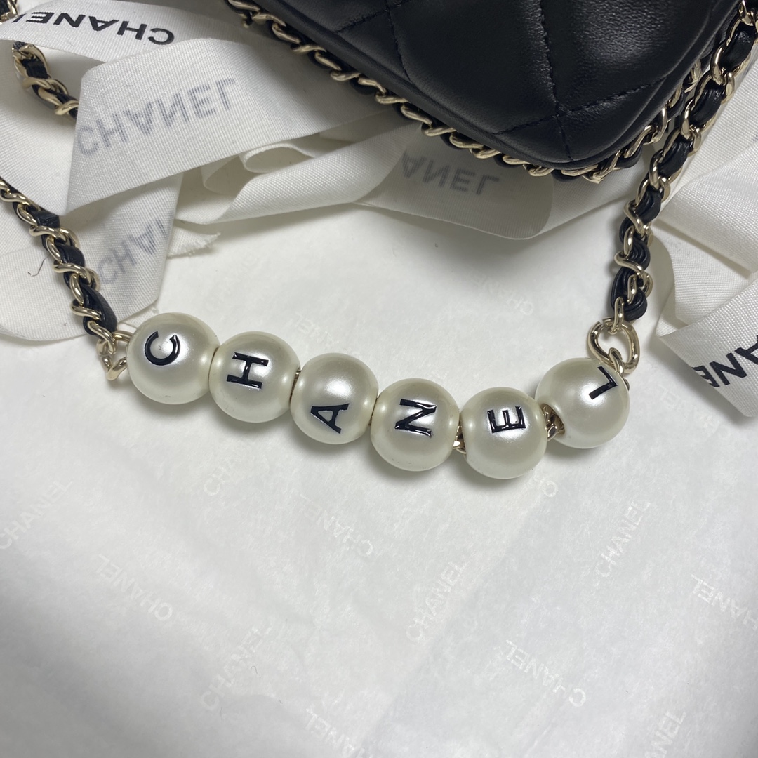 Chanel Pearl Chain Mini Flap Bag in Black - Image 7