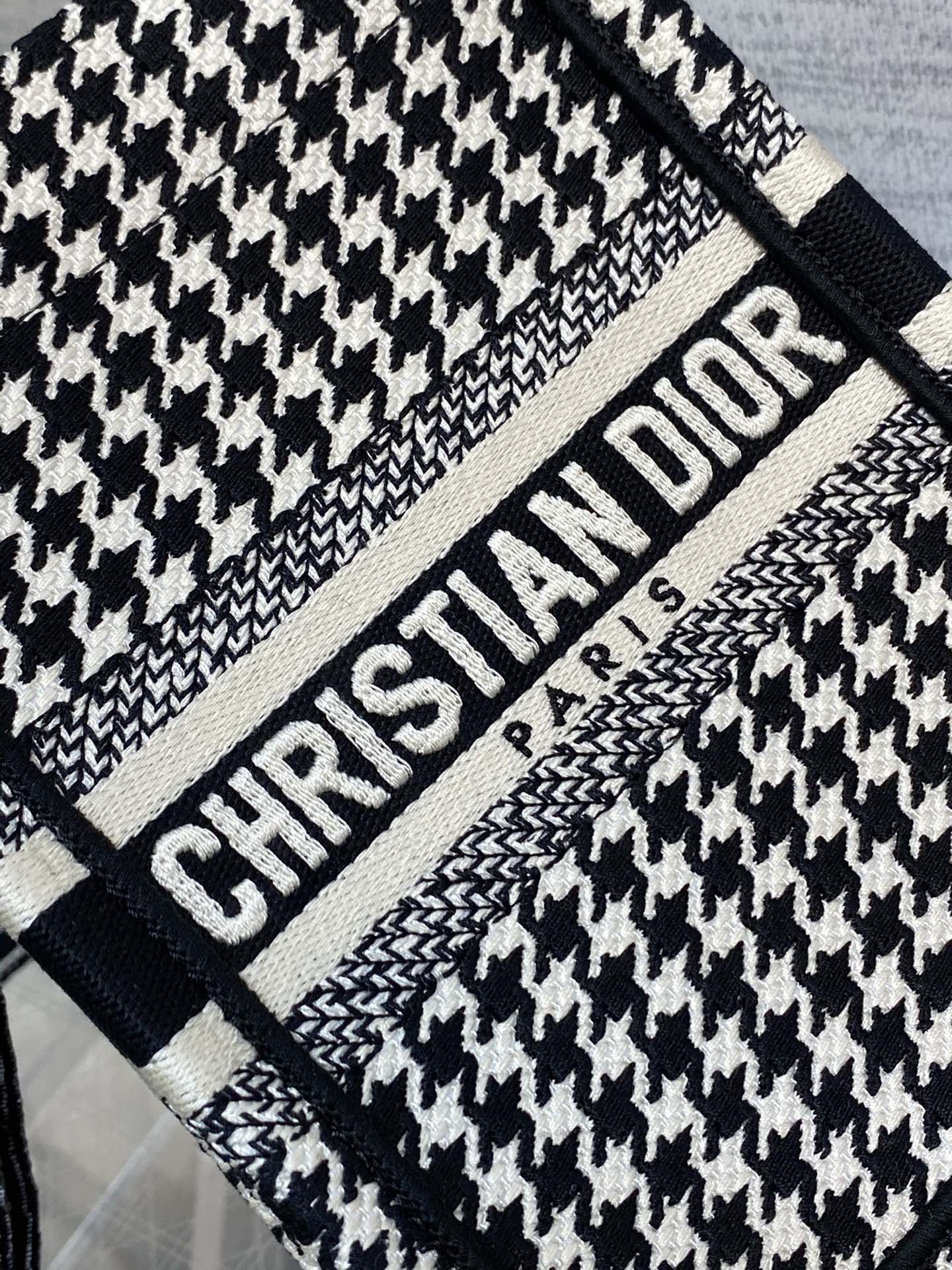 Dior Mini Tote Bag in Black &White Houndstooth - Image 8