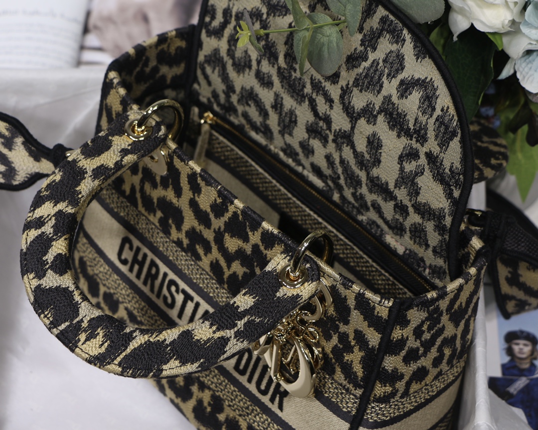 Lady Dior Leopard Embroidery Bag - Image 7