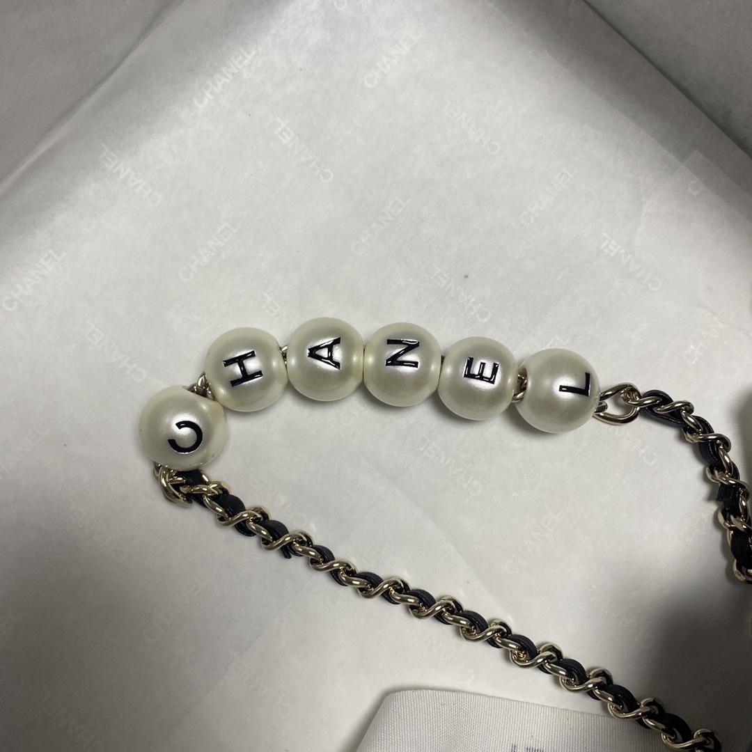 Chanel Pearl Chain Small Flap Bag in Black - Image 7