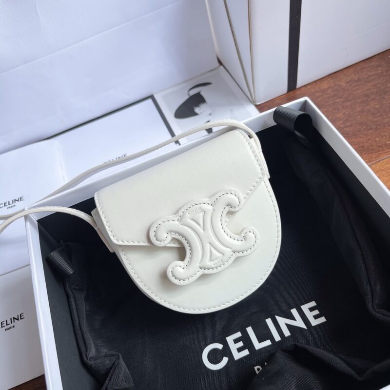 Celine Arc de Triomphe Mini Saddle Bag in White