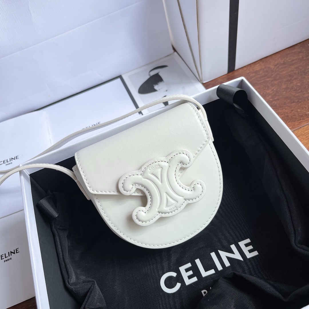 Celine Arc de Triomphe Mini Saddle Bag in White