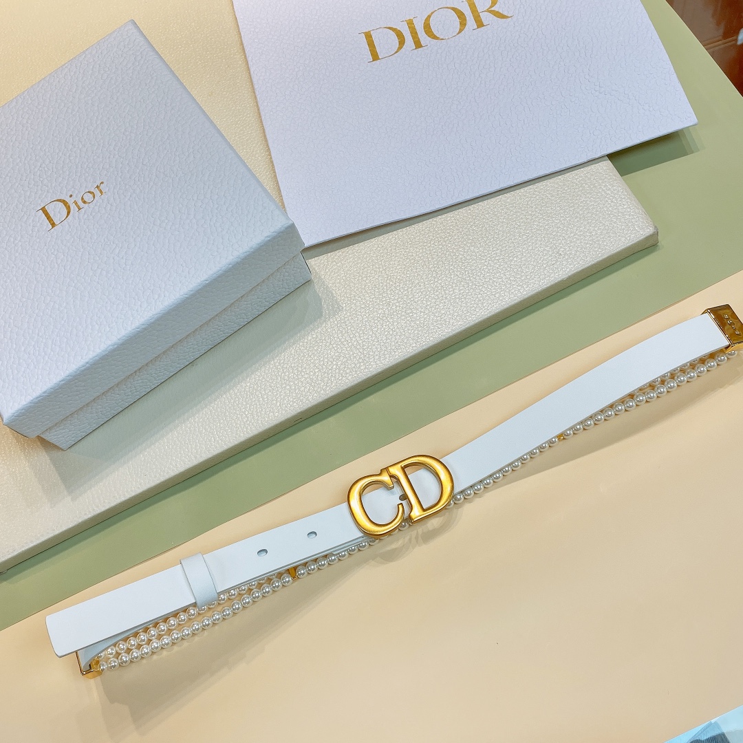db9bf2_b1dc870d770a4c2ab6571c76c654dc86mv2.jpg Dior Pearl and Leather Caro 20mm Belt - Image 1