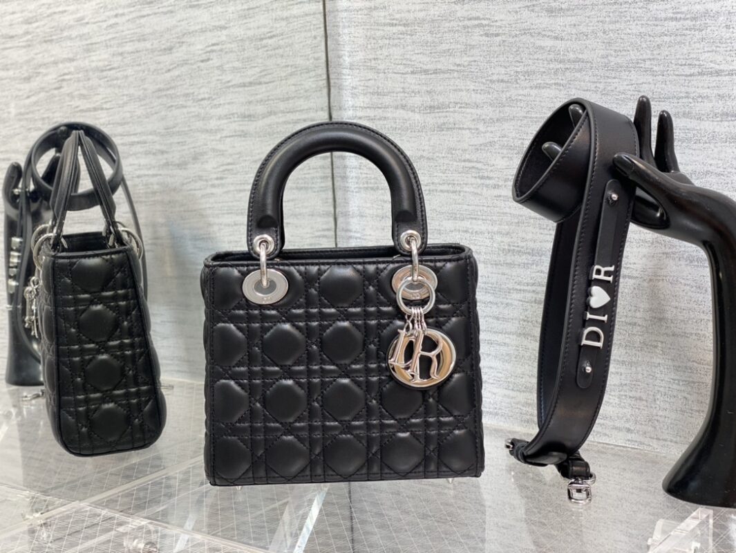 Lady Dior Mini Bag in Black Sheepskin